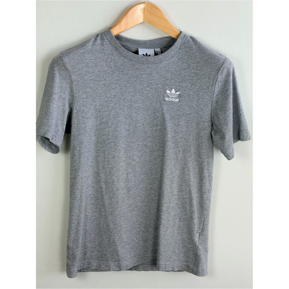 Adidas Originals Gray Trefoil Logo Cotton Tee XS